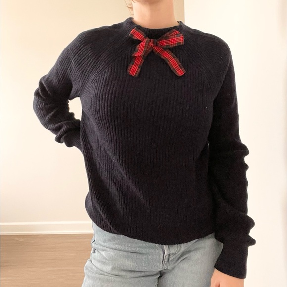 J. Crew Sweaters - J.Crew Navy Blue Knit Bow Tie Sweater